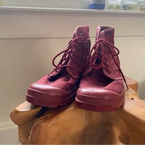 Discontinued Palladium Pampa Hi nylon red lace up boots shoes men’s 8.5 wom 10